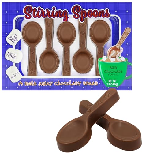 Fruidles Christmas Chocolate Stirring Spoons Holiday Treats, Milk Chocolaty n Smooth, Hot Chocolate Spoons Pop Party Bag Fillers, Kosher Certified Dairy, 3oz Spoon