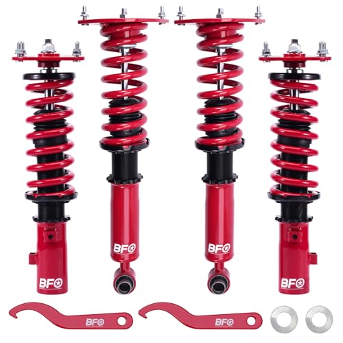 BFO Coilovers for Mazda RX-7 FC3S 1985-1992 CoupeConvertible, for Mazda Savanna RX-7 FC3S 1985-1992, Height Adjustable Coilovers Suspension Kit, Preset Damping Shock Absorber Lowering Kit Red
