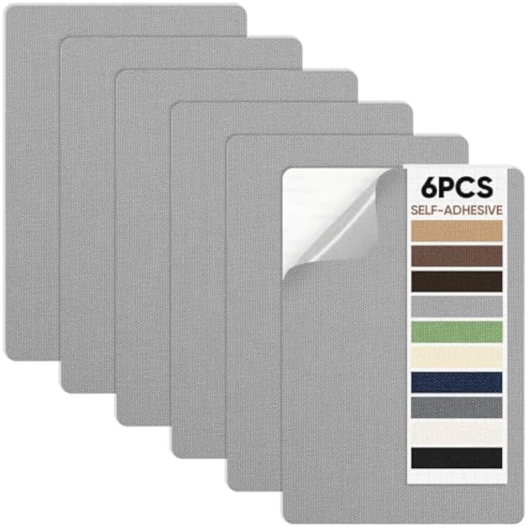 Canvas Patch 5.5 x 8 Inches 6Pcs Self-Adhesive Waterproof Canvas Patch Kit for Repairing Tents,Sofas,Boat Covers,Camping Chair,Awnings,Car Seats.Gray