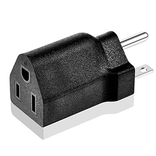 Flutesan 1 Piece 6-15P to 5-15R US Plug Adapter 3 Prong Electrical Converter Plug 15 Amp to 10 Amp Power Adapter, 120V to 240V, Black