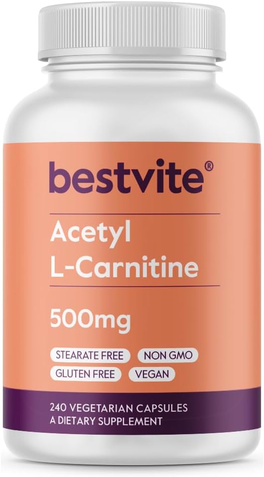 BESTVITE Acetyl L-Carnitine 500mg (240 Veg Caps) - No Stearates - Vegan