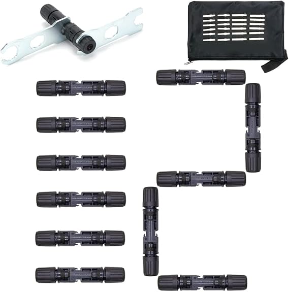 BAYM Metal Wrench 12 Pairs Connector Male and Female Solar Panel Connector 30A 1000V for PV Cable 2.5/4/6mm Solar Panel Connect Spanner Disconnect