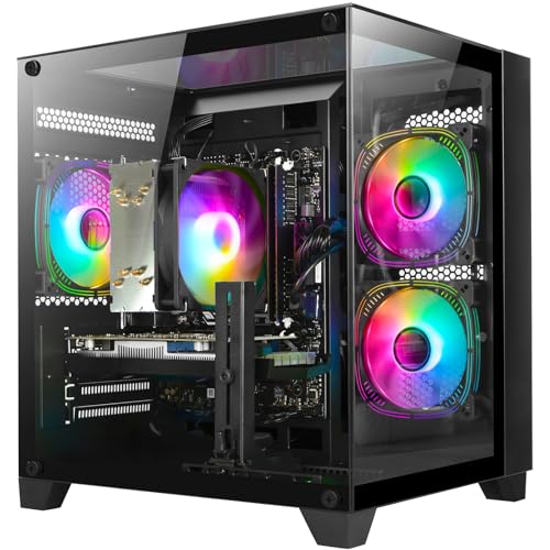 Gaming PC Desktop Computer - Ryzen 5 5500, Radeon RX 6500XT 4GB, 16GB DDR4 RAM, 1TB NVME SSD, Prebuilt Tower Computer Black