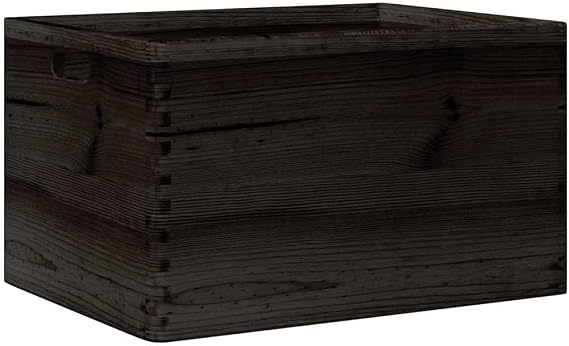 Solid Pine Wood Box with Handles Black 40x30x23 cm, Wooden Storage Crate for Home Organization