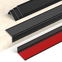 5 Packs 36" Aluminum Stair Nosing, Peel and Stick Stair Treads Staircase Stair Edge Protector Stair Nose Molding Trim for Indoor & Outdoor and Waterproof (Black)