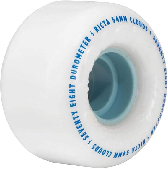 RICTA 54mm Clouds White 78a Skateboard Wheels - Set of 4, White/Blue
