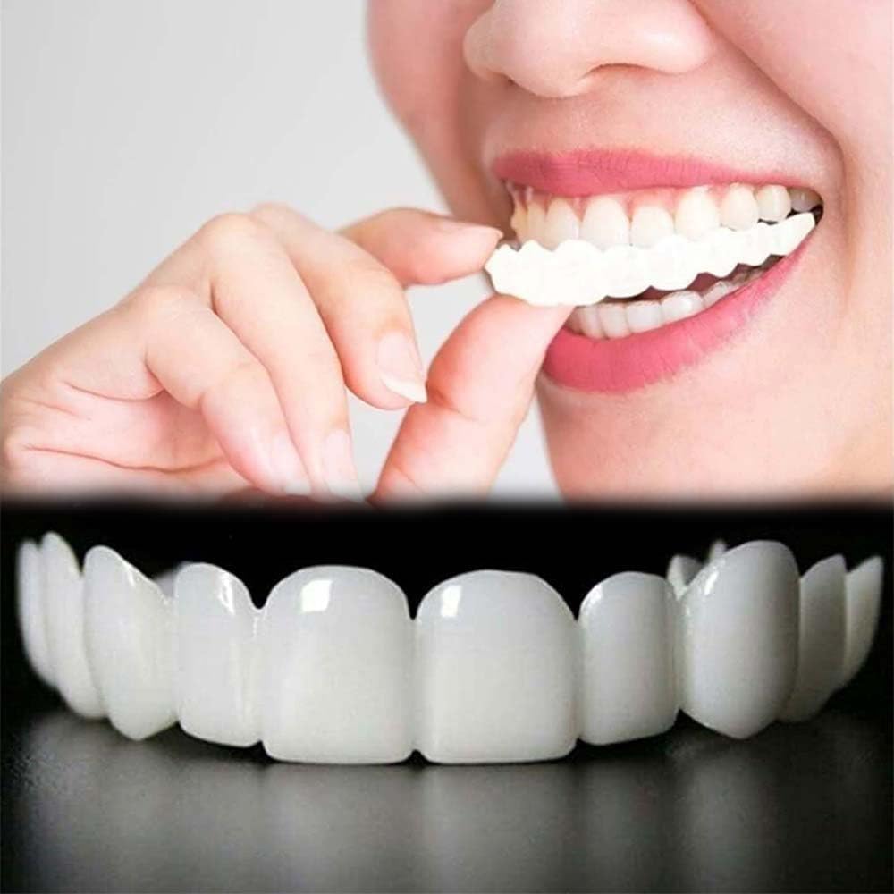 2 Pairs Silicone Denture Denture Instant Denture Silicone Denture Detachable Denture Adjustable Denture Teeth Teeth Beauty Dental Repair Kit for Women Men Temporary Denture Top  Bottom Teeth Set