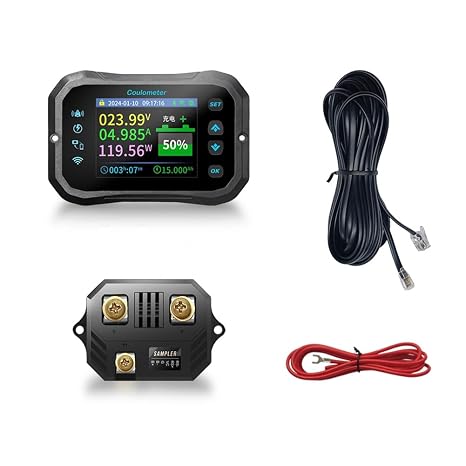 WiFi Coulomb Meter RV Battery Monitor Battery Capacity Indicator Tester Power Volt-Ammeter for All Batteries A