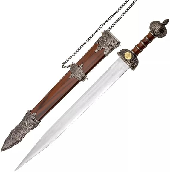 New 31" Gladius Roman Sword Gladiator Julius Caesar with Hard Case Plus Single Wall Sword Stand