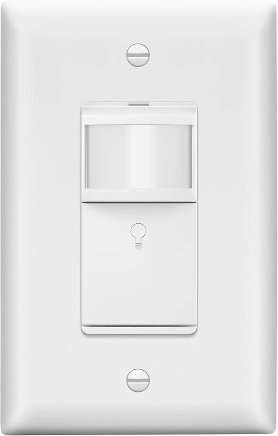 LIDER Motion Sensor Switch with Wall Plate, PIR Sensor Light Switch, 60Hz