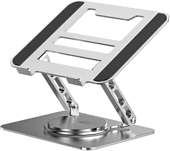 Desk Laptop Stand, Adjustable Computer Stand with 360 Swivel Base, Ergonomic, Foldable Portable Laptop Stand, Fits MacBook/All Laptops Under 16 Inches
