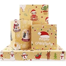 Unigift Christmas Brown Kraft Wrapping Paper,8 Sheets Xmas Folded Flat Gift Wrapping Paper Recyclable Wrap Papers for Kids Boys Girls Baby Christmas Party Gift Wrap DIY Craft,20x28 inch