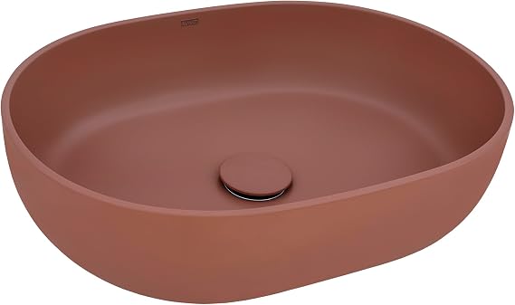 Ruvati 19-inch Sedona Clay Pink epiStone Solid Surface Modern Bathroom Vessel Sink - RVB2119TL | Modern Above Counter Bathroom Sink | Durable Rectangular Vessel Sink | Perfect for Small Bathroom Sinks