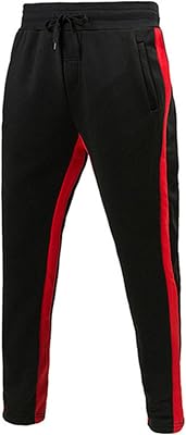 Sweatpants for Men Fitness Open Bottom Tapered Track Pants Hiking Slim Side Striped Drawstring Elastic Waist Joggers