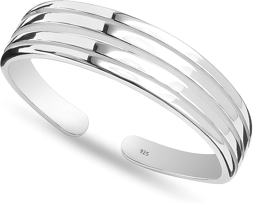 Charmsy 925 Sterling Silver Toe Rings for Women | Minimalist Open Adjustable Toe-Rings Band | Women's Cuff Toe Ring Summer Beach Foot Jewelry