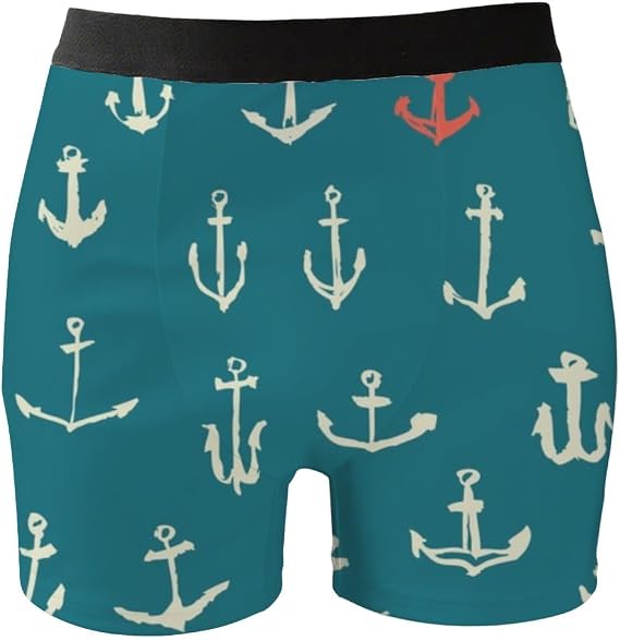 Mens Boxers Briefs Bright Blue Anchors Seamless Boxer Briefs Compression Sleep Loose Fit Boxers