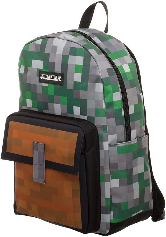 Bioworld Minecraft Squares Allover Print Backpack Bookbag One Size