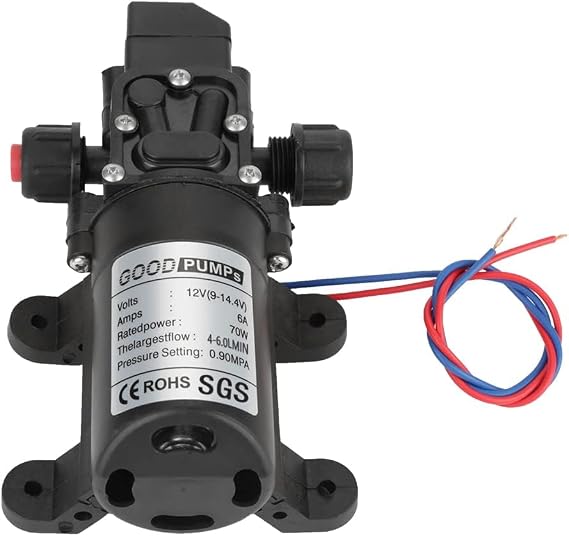 Self-Priming Pump 12 V – Water Pumps DC 0.9 Mpa 6L/Min High Pressure Diaphragm Self-Priming Pump, Garden Agriculture Irrigation Flexible Hose 70 W