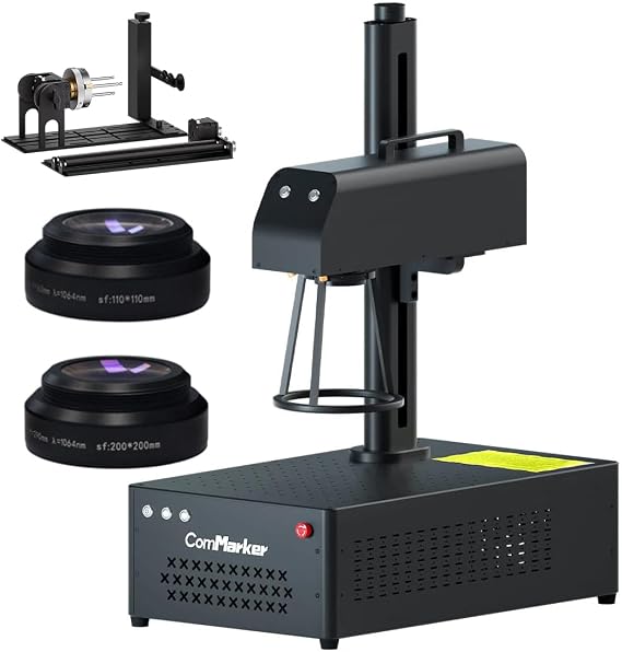 ComMarker B4 30W Fiber Laser Engraver,LightBurn Compatible Laser Engraving Machine with 2Lens,2-in-1 Desktop and Handheld Fiber Laser Marking Machine for Jewelry,Sliver,Gold