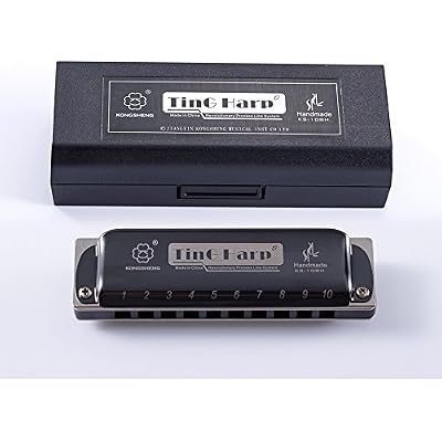 KONGSHENG KS-10BH 10 Holes Blues Harmonica,Black F