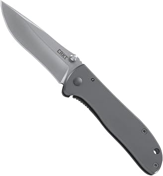 CRKT Drifter EDC Folding Pocket Knife Everyday Carry, Gray Ti Nitride Blade, Thumb Stud Opening, Stainless Steel Handle, Pocket Clip 6450S