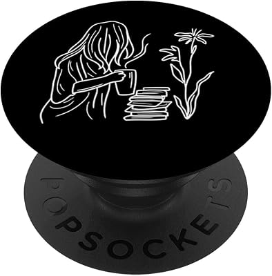 Minimal Woman Morning Coffee Cup Retro Line Art Artists Gift PopSockets Swappable PopGrip