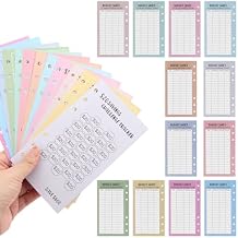 48 Sheets Money Saving Challenge Binder Trackers, Laminated Savings Challenge Tracker Cards, 6 Ring A6 Binders Savings Challenges Trackers Cards for Cash Stuffing Binder