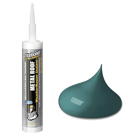 Titebond WeatherMaster Metal Roof Sealant, Green Premium Polymer Caulk for Aluminum, Copper, Galvanized Steel & Coated Metals, UV-Resistant 61831, 9.5 Oz. Cartridge