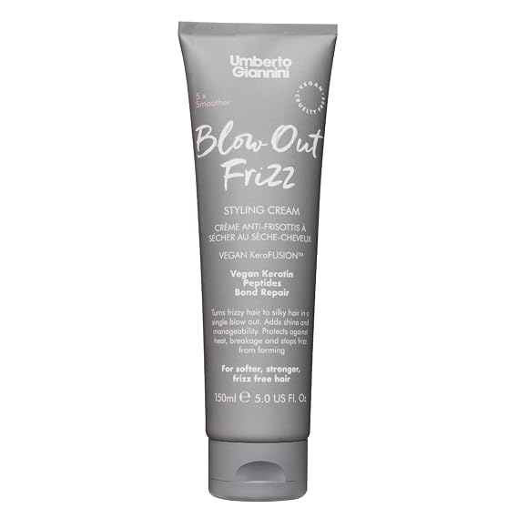 Umberto Giannini Blow Out Frizz Hair Styling Cream 5 fl Oz - with Heat Protection up to 230C - Vegan Kertain Bond Repair Formula for All Types of Frizzy & Damaged Hair - Vegan & Cruelty-Free
