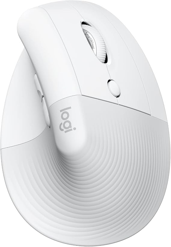 Logitech Lift for Mac Wireless Vertical Ergonomic Mouse, Bluetooth, Quiet Clicks, Silent Smartwheel, 4 Customisable Buttons, for macOS/iPadOS/MacBook Pro/Macbook Air/iMac/iPad - OffWhite