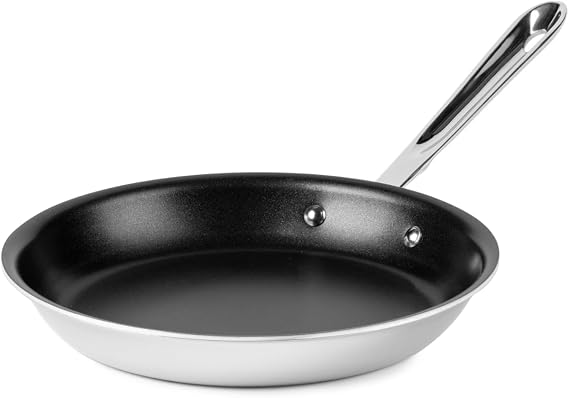 All-Clad D3 9 Inch Stainless Steel Pro Non Stick Frying pan, 3-Ply Stainless Steel Pan, Induction, Oven Broiler Safe 500F, Pancake Egg Pan, Skillet, Professional Cookware, Silver