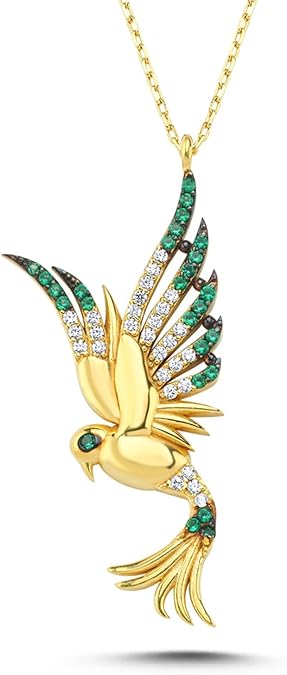 Princess Phoenix Necklace - 14 Carat Gold and 925 Carat Silver