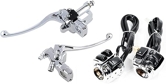 AMOPA Compatible with 1996-2012 Harley 1'' Handlebar Softail Dyna Sportster V-Rod Motorcycle Horn Turn Signal Head Light Switch with Harness & Hydraulic Brake Master Cylinder Clutch Levers