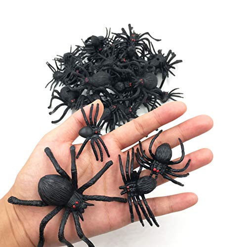 kockuu 46pcs Realistic Plastic Spider Toys Fake Spider Prank Prop Joke Spiders and Spider Rings for Halloween Party Decorations Gift Party Favors Trick Toys Kids Toddlers April Fools Day Prank Gifts