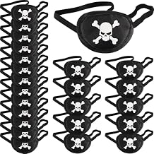 Chinco Black Pirate Eye Patches Single Eye Skull Patches Silk Pirate Captain Costume for Halloween Cosplay Party Supplies