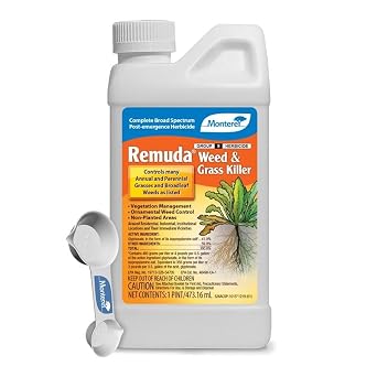 Monterey Remuda Grass and Weed Killer Bundled with Measuring Spoon - Broad Spectrum Non-Selective Post-Emergent Herbicide Concentrate for Vegetation Management and Ornamental Weed Control, 16oz