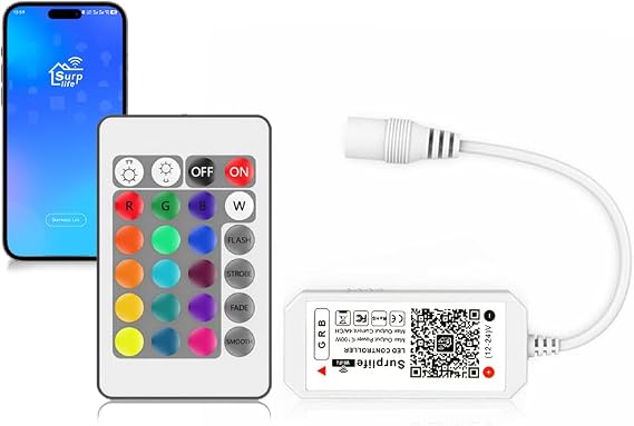 Arotelicht LED Controller WiFi RGB WiFi Smart led Strip WiFi Controller Mini Remote Control for 5050, 3528 Stripe Strips, Sound Activated,16 Million Colors, 20 Dynamic Modes