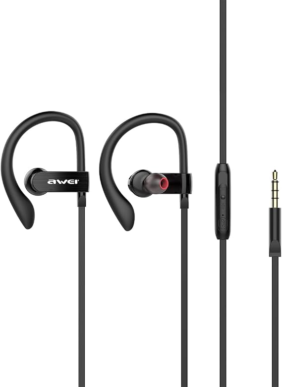 AWEI Wired Headphones, 3.5mm Earbuds Earphones with Mic HiFi Stereo, Powerful Bass and Crystal Clear Audio, Compatible with iPhone, iPad, Android, Computer Most with 3.5mm Jack Black