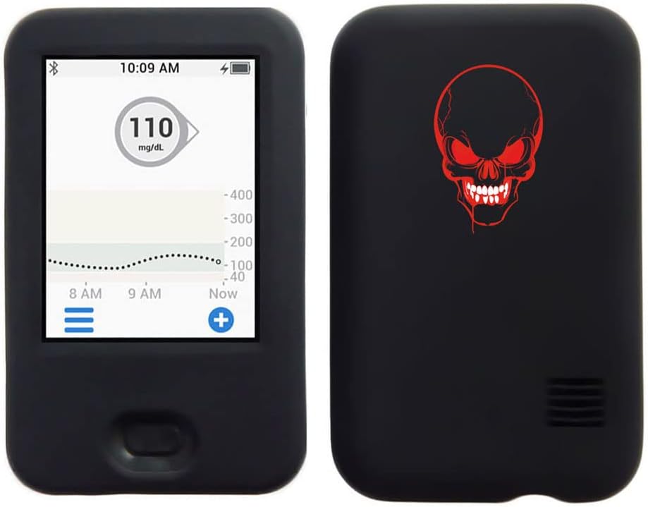 Dexcom G6 Receiver CGM Silicone Case with A Skull Design Skull-black1