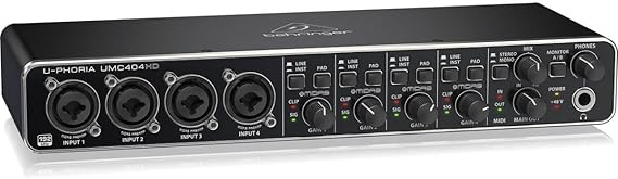 Behringer U-PHORIA UMC404HD Audiophile 4x4, 24-bit/192 kHz USB Audio/MIDI Interface with Midas Microphone Preamp