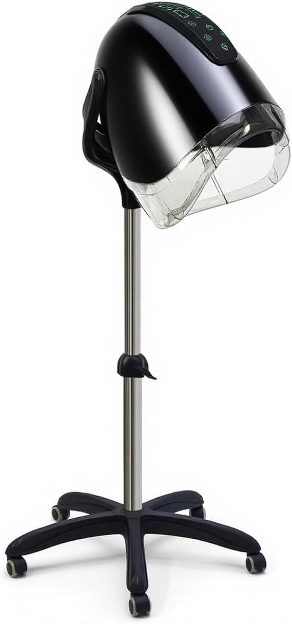 Professional Stand-up Hooded Hair Dryer,with smart Touch Control Panel, 1000W 8-Speed Settings, Negative ion and Ozone Functions,with Bonnet Portable Blow Dryer, for Salons and Home use.