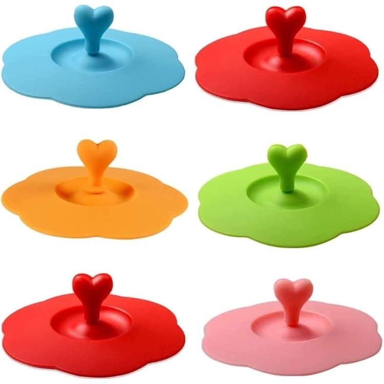 6Pcs Silicone Glass Cup Covers Cup Lids Reusable Anti Dust Cup Covers Coffee Tea Mug Cover for Cups Bowls Mugs Cans Beverage lid Seal Lid