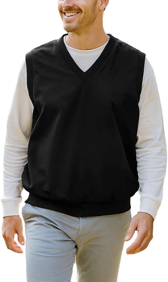 Akwa Mens Golf Vest Lightweight Waterproof Pullover Wind Vest for Men V-Neck Sweater Performance Outerwear Layer Big & Tall