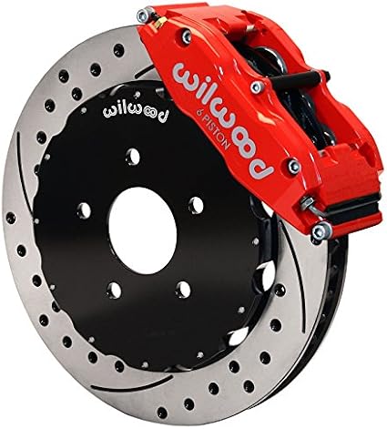 New Wilwood Front Disc Brake Kit, 13" Drilled Rotors, Red Superlite 6 Piston Calipers, Pads,compatible With 1994-2004 Ford Mustang Base, Gt, Bullitt, Mach 1