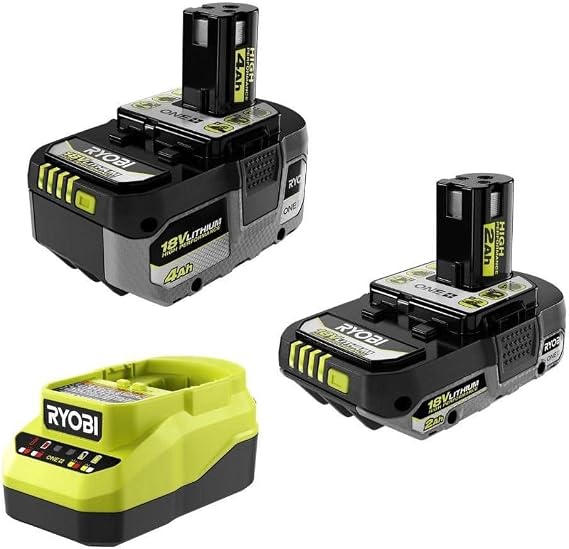 RYOBI ONEAND 18V Lithium-ION Starter High Performance KIT with 2.0 AH Battery, 4.0 AH Battery, and Charger