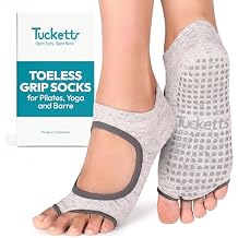 Tucketts Allegro Toeless Pilates Socks with Grips for Women, Non-Slip Open-Toe Grip Socks, Yoga, Barre, Dance, Reformer, Home