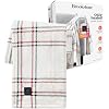 Brookstone Heated Throw Blanket - Heat Blankets Electric - Faux Fur Heated Throw Blanket- 4 Heat Settings, 4-Hour Auto Shut Off, 100% Polyester, 50"x60" - Holiday Ivory Windowpane