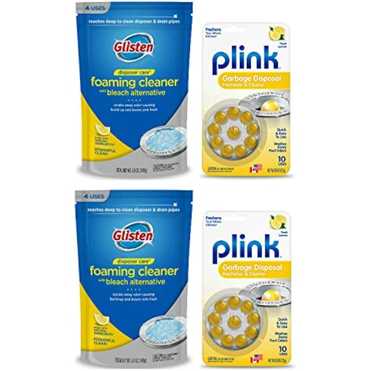Glisten Disposer Care Foaming Cleaner 2-Pack and Plink Deodorizer Capsules 2-Pack