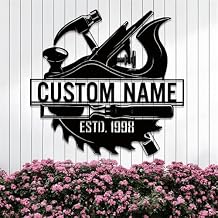 Personalized Mens Gifts,Woodworking Tool Metal Sign,Custom Carpenter Name Sign,Sawmill Decoration,Man Cave Decor,Gift for Dad,Papa, Papaw,Grandpa,Woodworker Birthday Housewarming Gifts