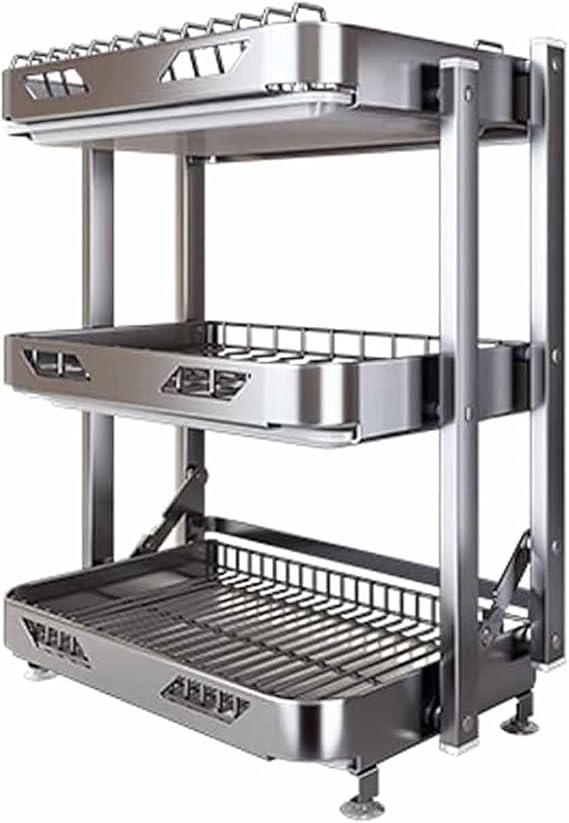 Foldable Dish Rack,Stainless Steel Drain Rack,9.83 * 16.54 * 24IN
